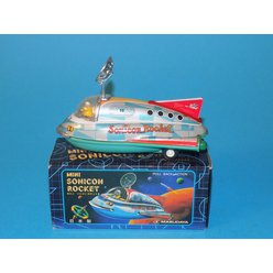 Plechový vesmírný koráb na klíček - Masudaya - Mini Sonic Rocket