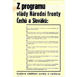Propagandistický plakát A1 - Z programu vlády Národní fronty Čechů a Slováků 1945