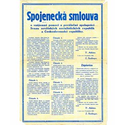 Válečný plakát A2 - Spojenecká smlouva o vzájemné pomoci a poválečné spolupráci SSSR a Československé republiky
