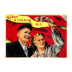 Propagandistický plakát A2 - Každý k volbám 1954
