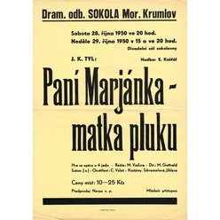 Divadelní plakár A3 - Sokol Mor. Krumlov - Paní Marjánka matka pluku