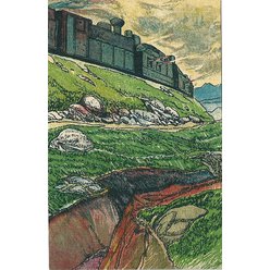 Eisenbahner-Postkarte Balkanzug - 12: Panzerzug im Kampfe