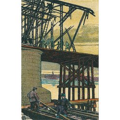 Vojenská fotografie č.6 - Eisenbahner-Postkarte Balkanzug - 6: Brückenbau bei Belgrad